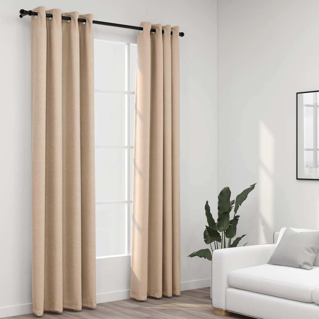 blackout curtains with eyelets, linen look, 2 pieces.   blackout curtains
